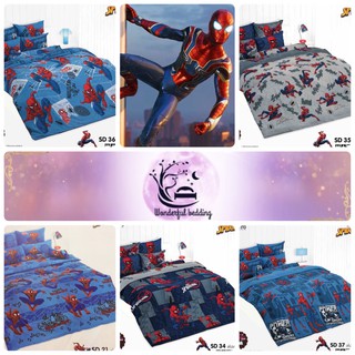 TOTO Spiderman ผ้าปู + ผ้านวม ลายลิขสิทธ์ 3.5/ 5/6ฟุต แมงมุม sd 21 sd34 sd35 SD36 SD 37