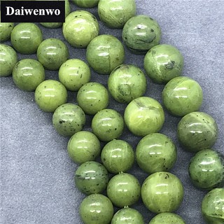 ลูกปัดหินหยกแคนาดา สีเขียวมะนาว ทรงกลม 6-12 มม. DIY