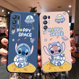 เคสโทรศัพท์มือถือ ขอบสี่เหลี่ยม ลายนักบินอวกาศ Stitch สําหรับ OPPO Reno6 Z 5G Reno 5 Pro 4 3 Reno2 Z F A95 5G A76 A96 4G