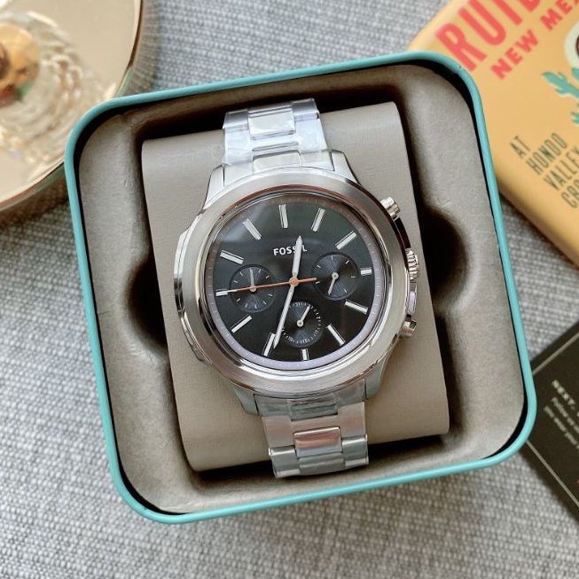 🎀 (สด-ผ่อน) นาฬิกา สีเงิน หน้าปัด สีน้ำเงินเทา BQ2619 ขนาด 45 มิล FOSSIL Windfield Multifunction Stainless Steel Watch