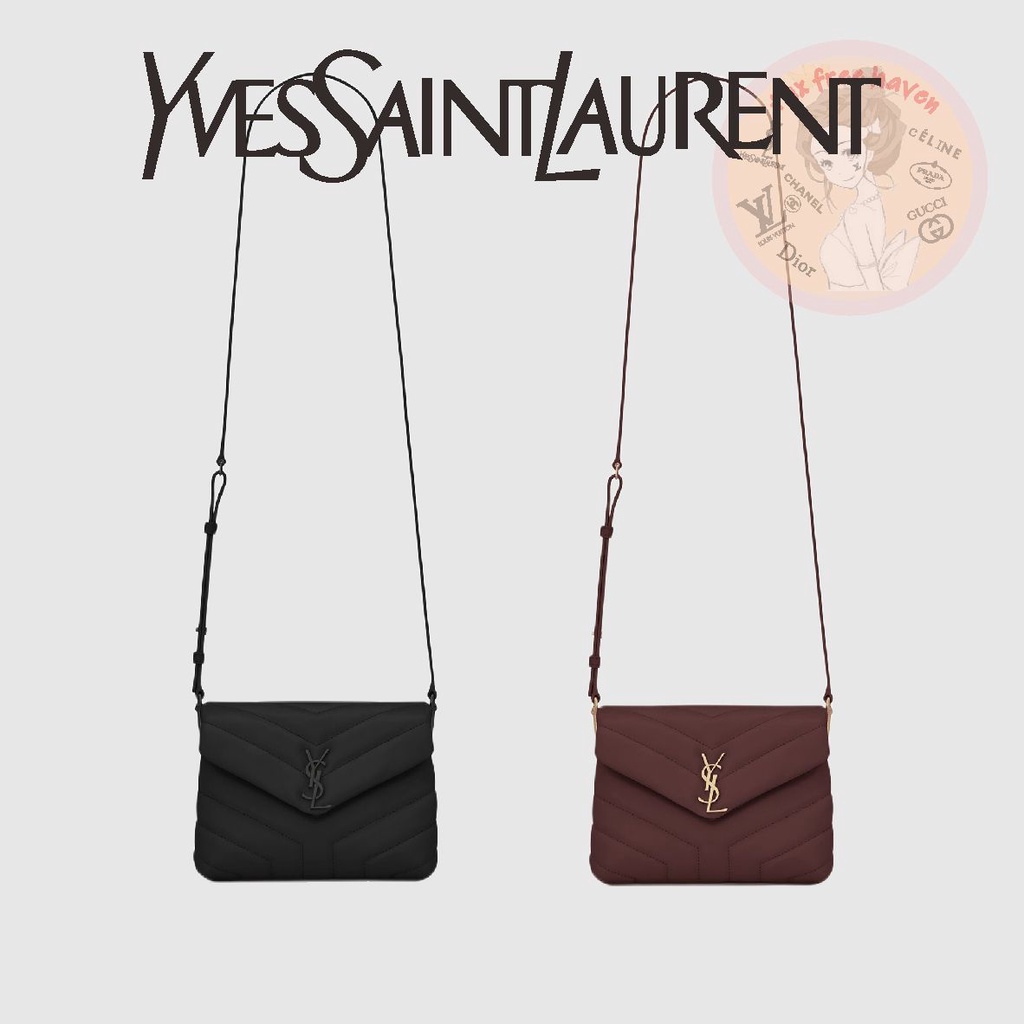 ราคาต่ำสุดของ Shopee 🔥 ของแท้ 100% 🎁YSL/Yves Saint Laurent ยี่ห้อใหม่กระเป๋าสะพายหนังใบเล็ก LOULOU, Y กระเป๋าเย็บผ้า