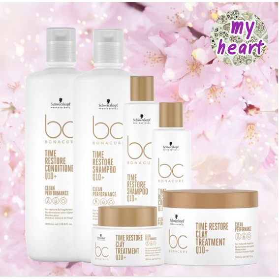 Schwarzkopf BC Q10+ Time Restore Shampoo/Conditioner/Treatment/Rejuvenating Spray เหมาะกับผมแห้ง เปราะ ขาดง่าย