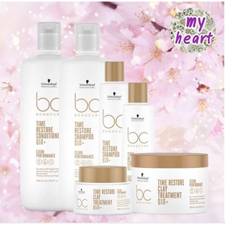 Schwarzkopf BC Q10+ Time Restore Shampoo/Conditioner/Treatment/Rejuvenating Spray เหมาะกับผมแห้ง เปราะ ขาดง่าย