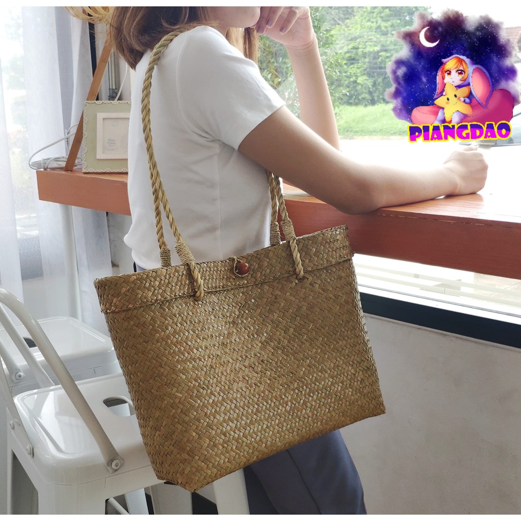 PDS สานเองพร้อมส่ง กระเป๋าสานกระจูดพับปาก(minimal) สายมินิมอลต้องชอบ ชิคๆ คูลๆ