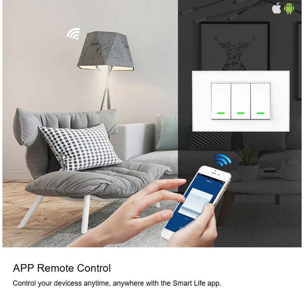 Tuya แป้นสวิตช์ป๊อกแป๊ก Wi-Fi (ต่อ/ไม่ต่อ N) เปิดปิด ตั้งเวลาผ่านแอป (TB, BTB) รองรับ Google Home, Alexa - รูปที่ 3