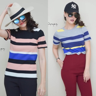 "TRIO vivid knit TEE"