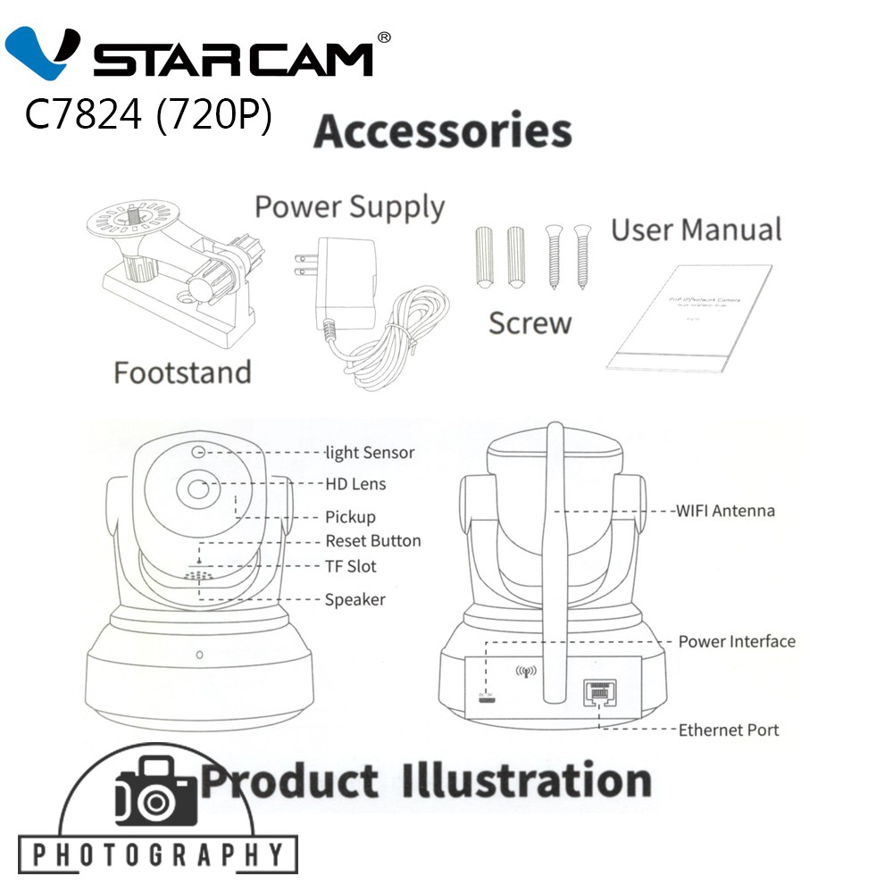 VSTARCAM C7824 WIP (1.0MP) IP CAMERA กล้องวรจรปิดไร้สาย - photography ...