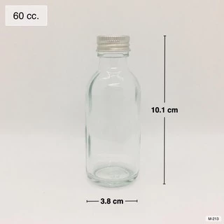 ขวดแก้ว 60 ml กลม สีใส/ชา พร้อมฝา