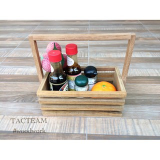 ตะกร้าซอสฐานไม้อัด มีหู พื้นไม้อัด(L) Mini-Furniture ไม้สัก ผลิตและจัดจำหน่ายโดย..TACTEAM #woodwork