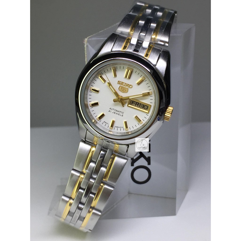 นาฬิกา ไซโก้ ผู้หญิง Seiko 5 รุ่น SYMA35K1 Automatic Women Watch ตัวเรือนและสายแสตนเลสชุบทอง สาย 2 ก