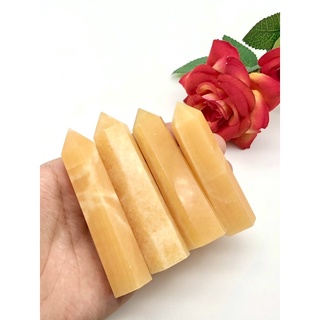 1Pc Natural Honey Calcite Point / Top High Quality / Good Luck Transformation Stone / Home Decoration And Collection.