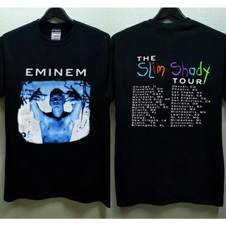 【สไตล์ฮาราจูกุ】เสื้อยืดแขนสั้น ผ้าฝ้าย 100% พิมพ์ลาย Rare Hot Vintage 1999 Eminem Slim Shady Tour สําหรับผู้ชายสามารถปรั