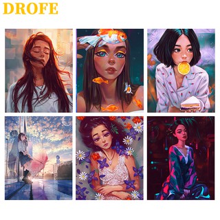 Drofe ภาพวาดระบายสี สําหรับตกแต่งบ้าน ( 40X50 ซม . )