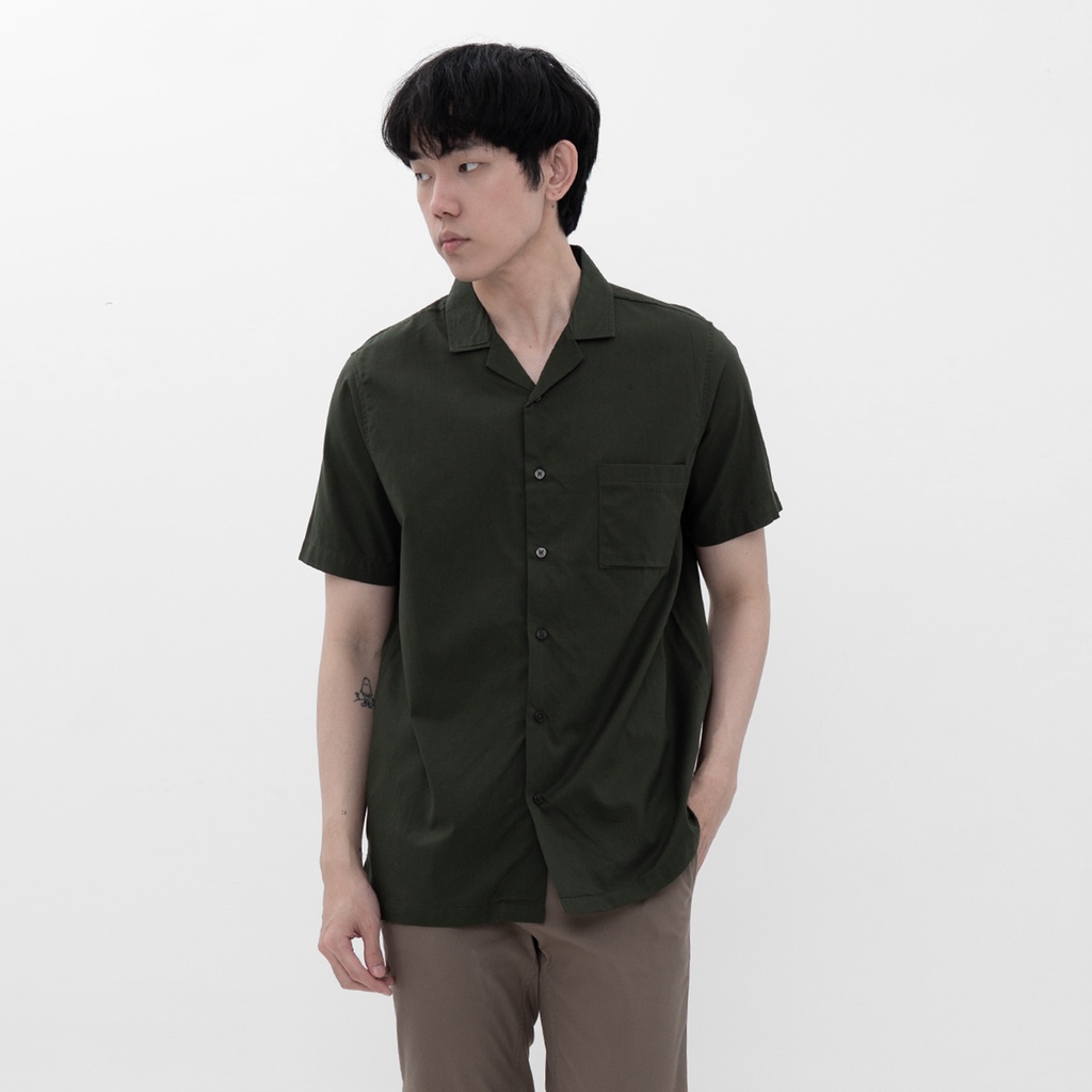 KEMEJA M231 เสื้อเชิ้ตฮาวายผู้ชาย Basic Plain Oversize Short Army 2190A