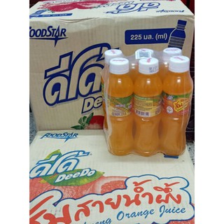 DeeDoน้ำส้มสายน้ำผึ้ง 20% ขนาด225ml. 6ขวด/แพค