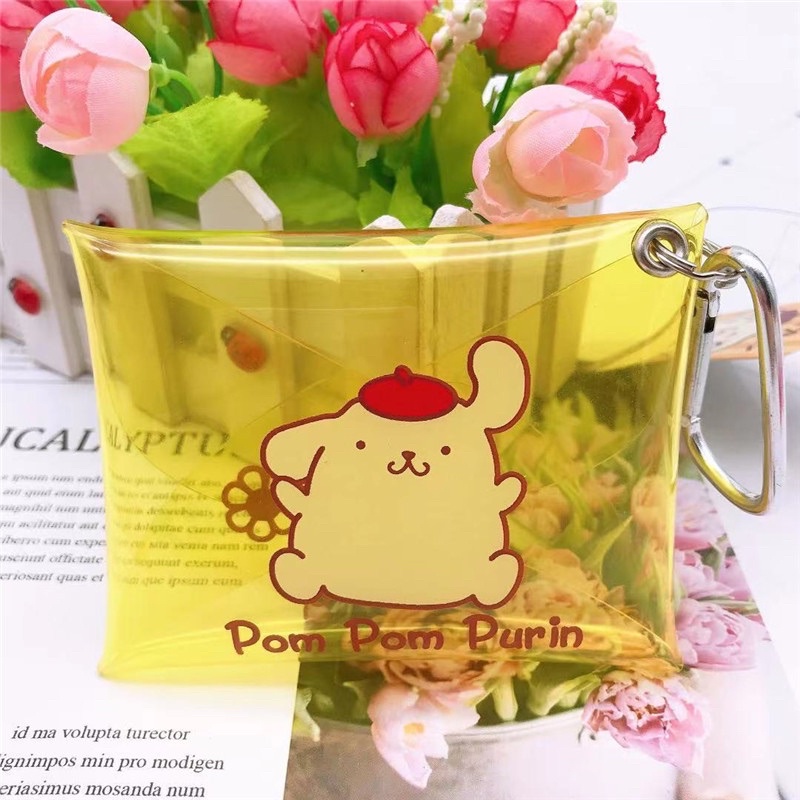 กระเป๋าสตางค์ ใส่เหรียญ PVC มีกระดุม สีใส ใส่ลิปสติก ลายน่ารัก - รูปที่ 5