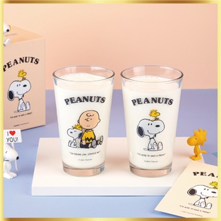 แก้วใส ลาย Snoopy &amp; Charlie Brown สําหรับใส่กาแฟ นม น้ําผลไม้