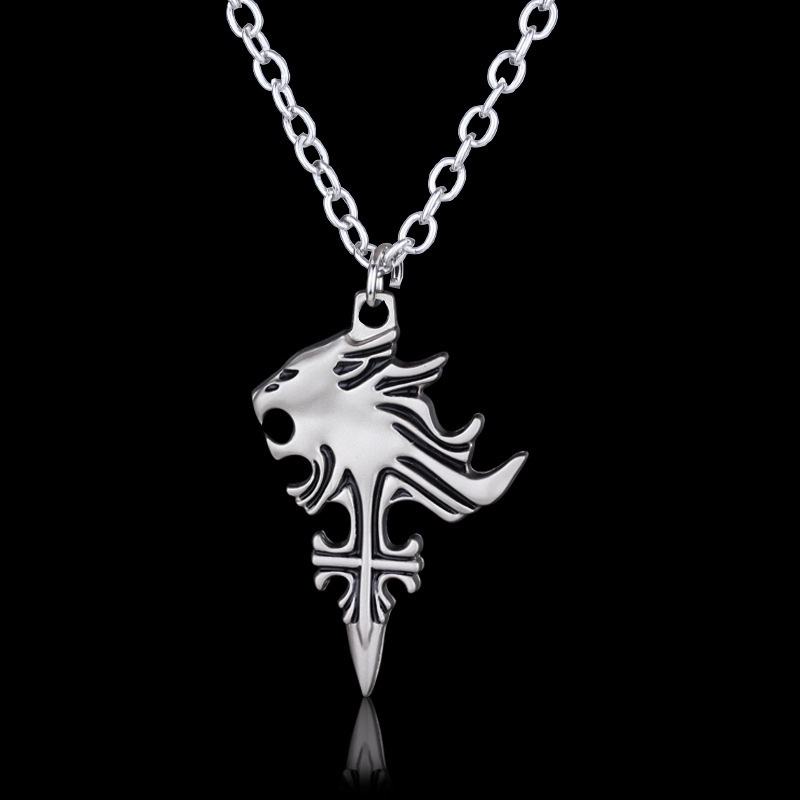 ภาพยนตร์เกมอุปกรณ์ต่อพ่วง Final Fantasy Wolf Head Cross สร้อยคอจี้พวงกุญแจจี้