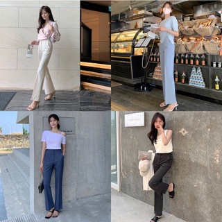 PREORDER - กางเกงขายาว with-hawa HAWA MADE slit semi bootcut slacks