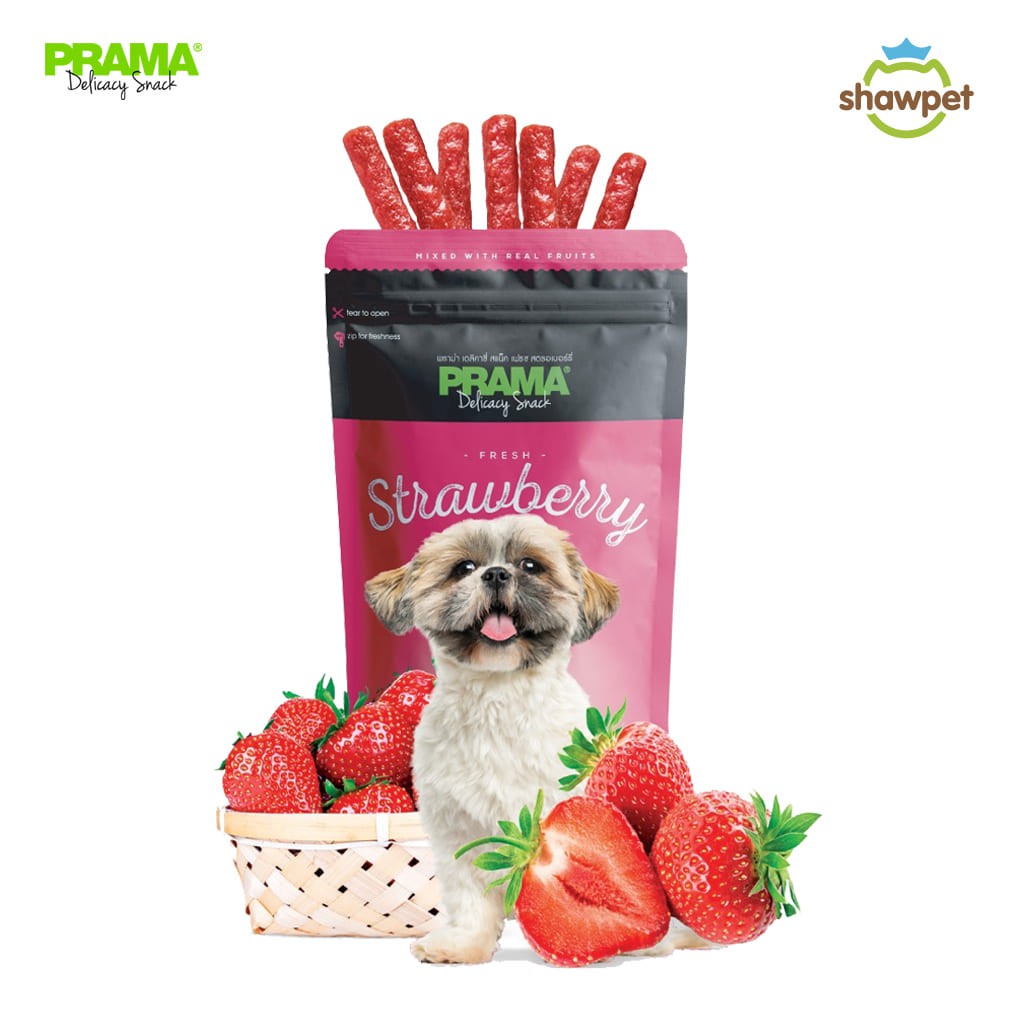 PRAMA Delicacy Snack พราม่า เดลิคาซี่ สแน็ค รสสตรอเบอร์รี่ ขนมสุนัข ขนาด 70 กรัม