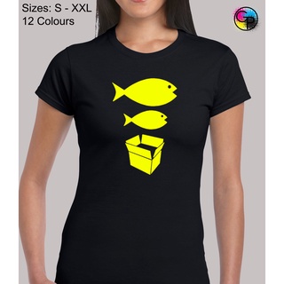 เสื้อยืดครอปเสื้อยืด พิมพ์ลาย Big Fish Little Fish Cool Music Rave DJ สําหรับผู้หญิงS-5XL