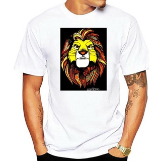 เสื้อยืดผ้าฝ้าย ใหม่ เสื้อยืดสีดํา พิมพ์ลาย Lion King แฟชั่นผู้ชาย