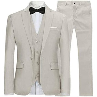 Mens Slim Fit 3 Piece Suit One Button Business Wedding Prom Suits Blazer Tux Vest &amp;amp; Trousers