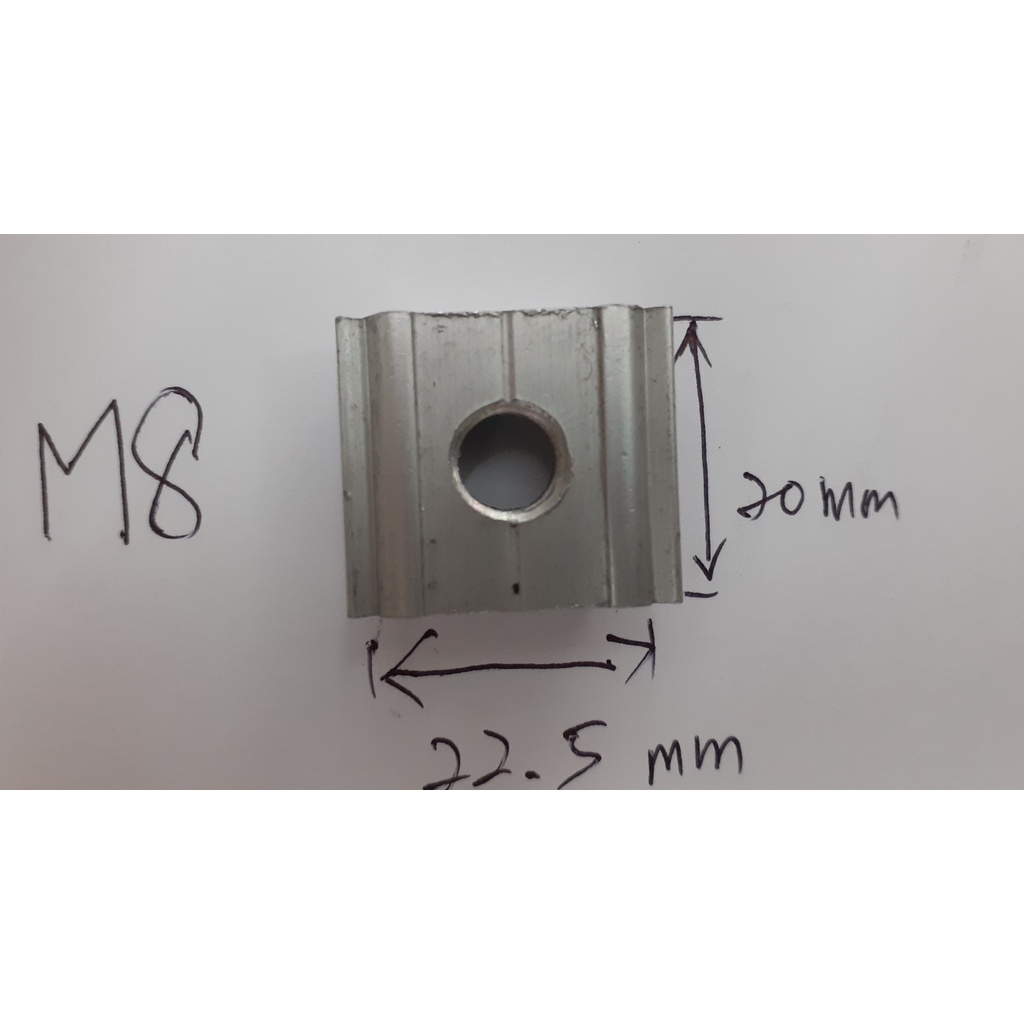 น็อต T-slot เหล็กคาร์บอนเคลือบนิกเกิล M8