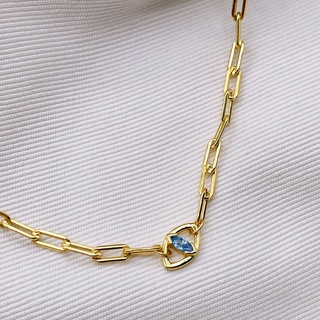 Gold Evil Eye Chain Link Necklace With CZ | สร้อยคอ สร้อยคอจี้ เงินแท้ ทองแท้ ชุบทอง 18 กะรัต