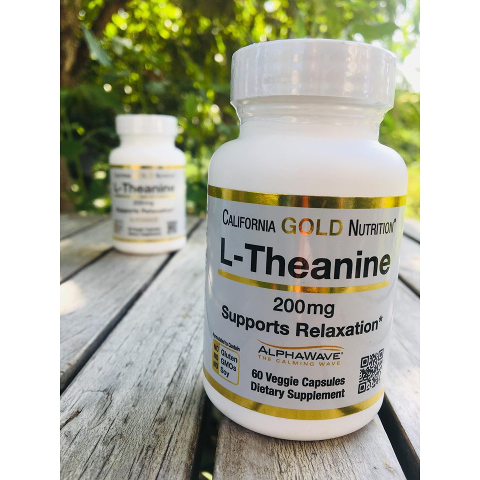 แอล-ธีอะนีน L-Theanine 200 mg 60 Veggie Capsules AlphaWave (California Gold Nutrition®)