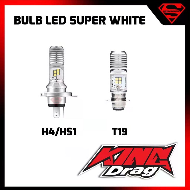 Super BRIGH - KING หลอดไฟหน้า LED MENTOL DEPAN H4 T19 Y15 LC135 SRL LAGENDA EX5 DASH WAVE Y125