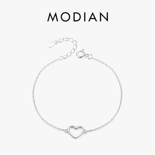 Modian แท้ สร้อยข้อมือเงินแท้ 925 จี้รูปหัวใจ สไตล์คลาสสิก เรียบง่าย เครื่องประดับ สําหรับผู้หญิง