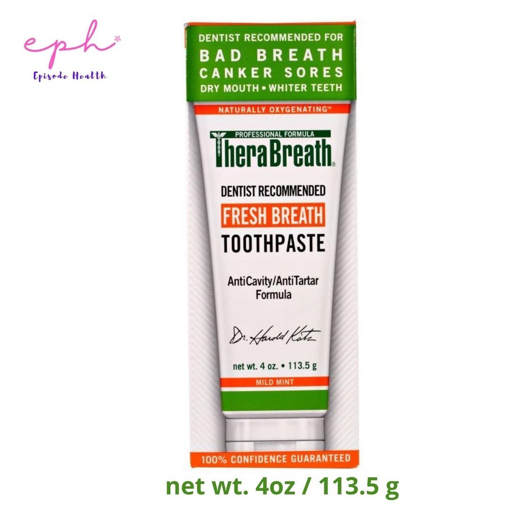 TheraBreath Fresh Breath Toothpaste Mild Mint Flavor (113.5 g) ยาสีฟันลดกลิ่นปาก กลิ่นมิ้นต์