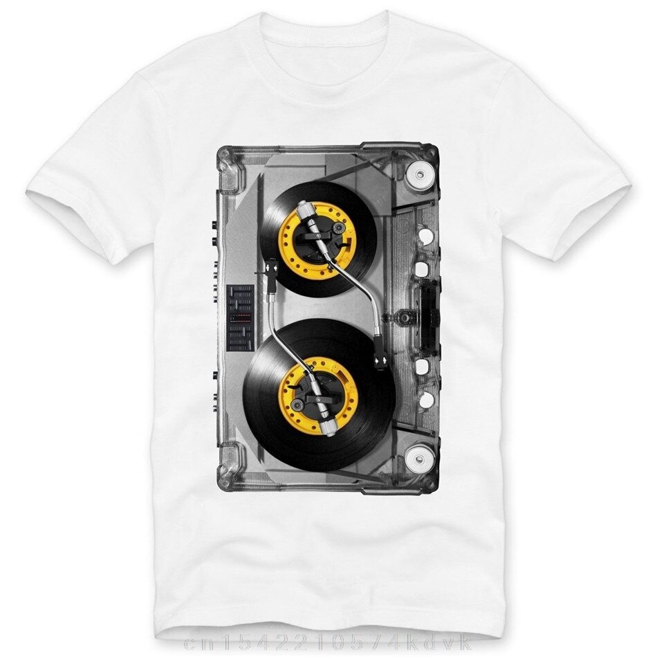 Dj Tape เสื้อยืดภาพพิมพ์ Mc Music Disco 80Er 90Er Retro Cassette Turn Table Funny Tshir