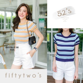 !!มีปลายทาง!! 52s (CS-01) เสื้อครอป ไหมพรม แขนสั้น แบบบาง ลายริ้ว สีสวย ใส่สบาย หน้าร้อนใส่ได้ หน้าหนาวใส่สวยจ้า