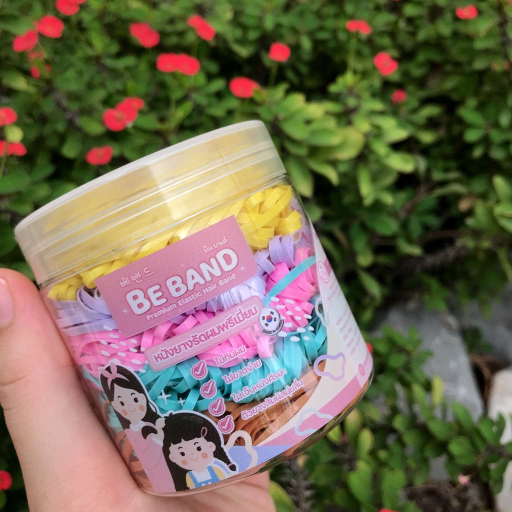 BEBAND หนังยางรัดผมเด็ก [ยางเส้นกลางBasic : ใช้รัดผมเด็ก4ปี+ ขนาดมาตรฐาน] คละ 5 สี : เหลือง-ม่วง-ชมพู-ฟ้า-น้ำตาลอ่อน