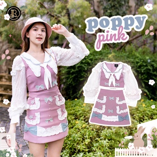 BLT BRAND การันตีเสื้อผ้าแบรนด์แท้ เซทกระโปรงสีชมพูเสื้อแขนยาว POPPY PINK