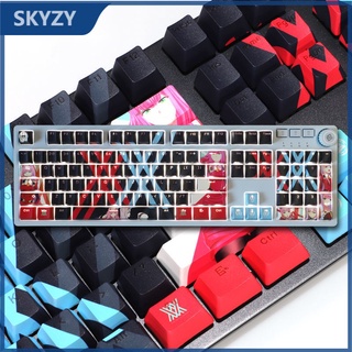 Zero Two Keycap Cherry Profile DARLING in the FRANXX Theme อะนิเมะ PBT Dye sublimation คีย์บอร์ด Keycaps