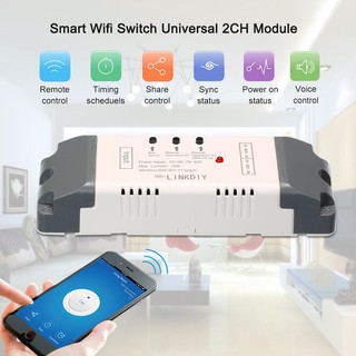 eWeLink โมดูลสวิตช์ Wifi อัจริยะ แบบไร้สาย ควบคุมผ่านแอป 2CH DC/AC7-32V