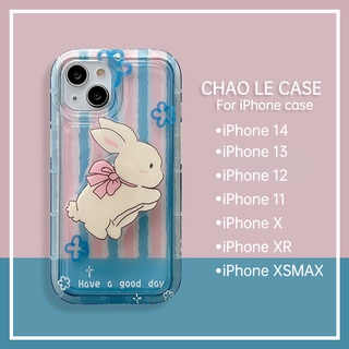 เคส iPhone กันกระแทกสำหรับ iPhone 14 Pro Max 13 Pro กันกระแทกกรอบ TPU iPhone 12 Pro 11 เบาะลมลายกระต่ายยืนน่ารักพิมพ์เคสโทรศัพท์