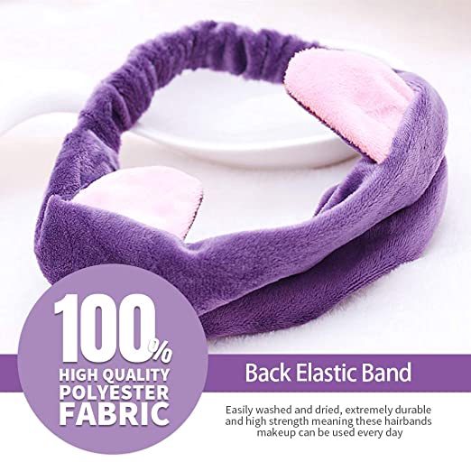 8pcs Cat Ears Headbands Elastic Womens Lovely Etti Hair Band Spa Shower Face Washing Hairband Facial Headband Make Up Wrap Head Band Washable Colourful Cloth Fits All Head Sizes 