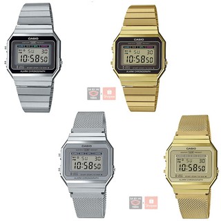 แท้ศูนย์ Casio Standard นาฬิกาข้อมือผู้ชาย สายสแตนเลส รุ่น A700 A700W A700WM สีทอง สีเงิน