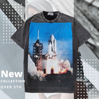 The rocket เสื้อยืดงานฟอกสกรีนสไตล์วินเทจ