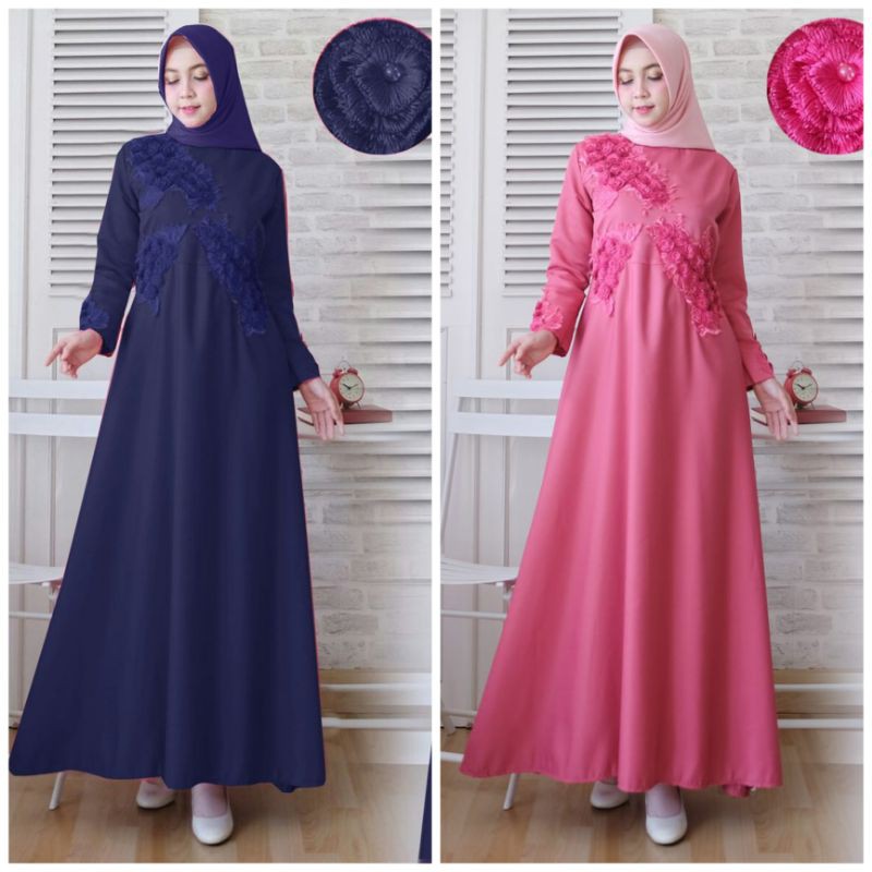 Gamis MAXI VIRGO BHN BALOTELLI THICK + RUBBER WAIST งานปักนูน + PREMIUM PEARL