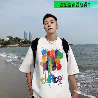 เสื้อยืดแขนสั้นคอกลมพิมพ์ลายกราฟฟิคสไตล์เกาหลีแฟชั่นผู้ชายไซส์ -8Xl