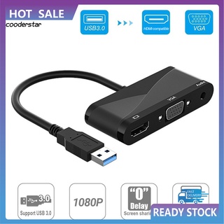 Cood อะแดปเตอร์แปลงวิดีโอดิจิทัล USB3.0 เป็น HDMI VGA 1080P ใช้พลังงานต่ํา สําหรับ DVD