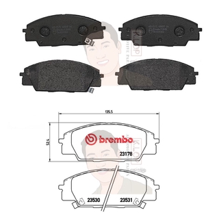 P28 032B ผ้าเบรก F (แท้ BREMBO รุ่น Black) HONDA ซีวิค EP Civic Type-R EP 01 FN2 06 ปี01-&gt;