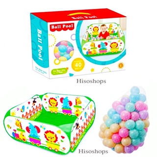 Activity Play Gym Ball pool toys บ้านบอล บ่อบอล แถมลูกบอล 40 ลูก ฟรี ลวดลายสวนสัตว์ สุดน่ารัก Toy World หลากสี