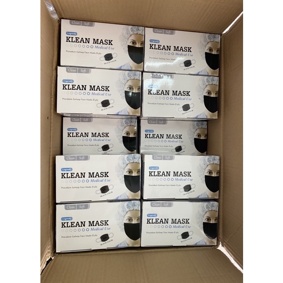 (ยกลัง) Klean mask สีดำ หน้ากากทางการแพทย์ 70กล่อง ต่อลัง