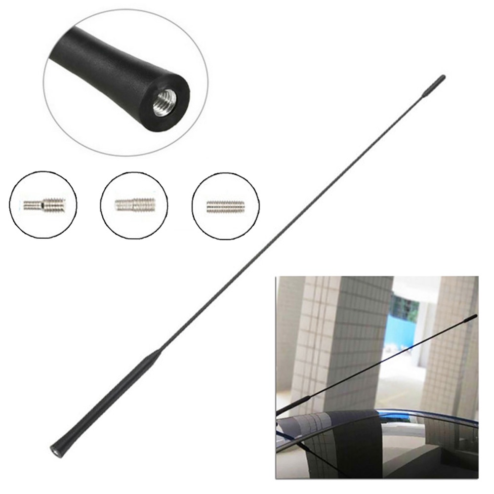 7 Black Stainless Power Roof AM/FM Radio Stereo Antenna Mast Universal
